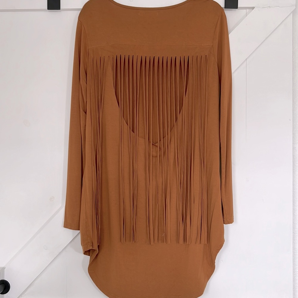 Fringed back mustard tunic top 🔥🔥